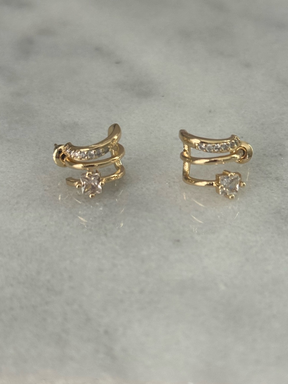Gold Multi Hoop Crystal Earrings 

Brand New 

Gold Plated Sterling Silver